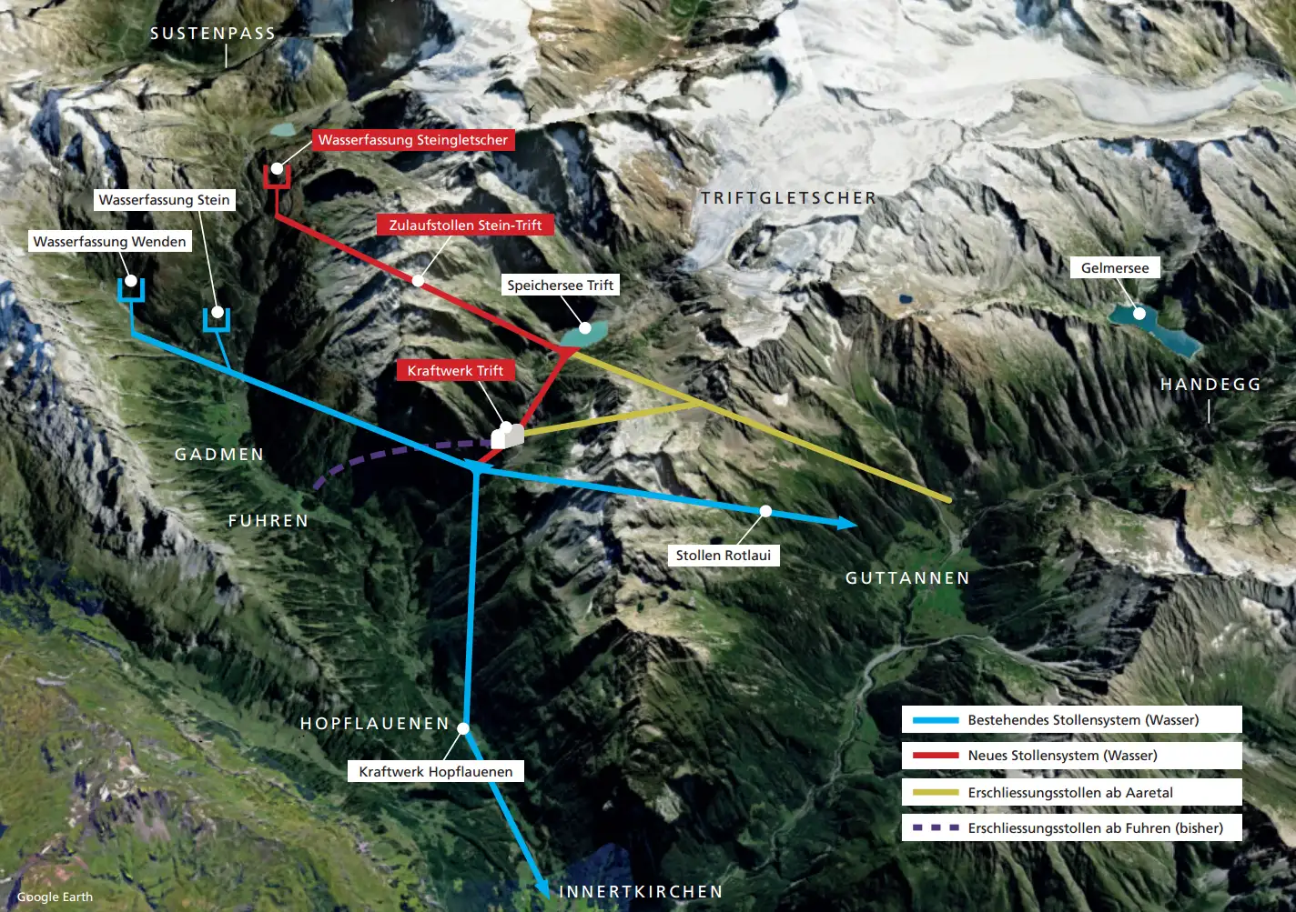 Grafische Darstellung Projekt Trift mit Alternative "Aaretal"